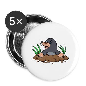 Mole comic cartoon gift idea - Buttons large 2.2''/56 mm (5-pack) - white - Front