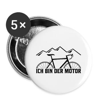 ich bin der Motor Bike Fahrrad Geschenk - Buttons groß 56 mm (5er Pack) - Weiß - Vorne
