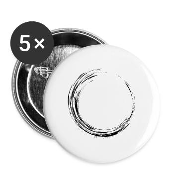 Kreis Schwarz - Buttons groß 56 mm (5er Pack) - Weiß - Vorne