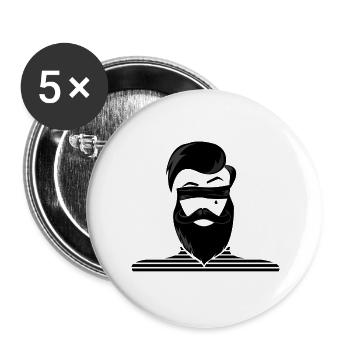 Bearded man man with beard sailor - Buttons large 2.2''/56 mm (5-pack) - white - Front