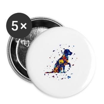 Labrador dog oil paints watercolors - Buttons large 2.2''/56 mm (5-pack) - white - Front