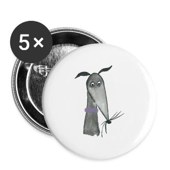 Lévrier noir - Lot de 5 grands badges (56 mm) - blanc - Devant
