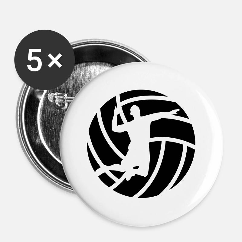volleyball - Buttons large 2.2''/56 mm (5-pack) - white