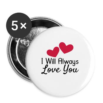 Love you - Buttons groß 56 mm (5er Pack) - Weiß - Vorne