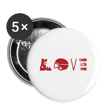 Cadeau d'équipement de ski skieur - Lot de 5 grands badges (56 mm) - blanc - Devant