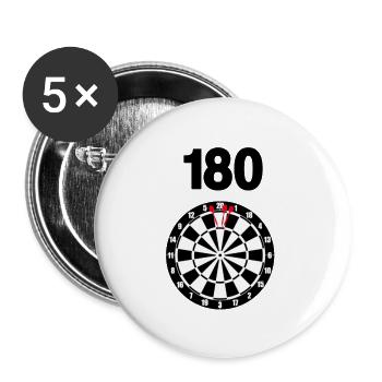 180 Dart Shirt Dartscheibe für Turnier, Training - Buttons groß 56 mm (5er Pack) - Weiß - Vorne
