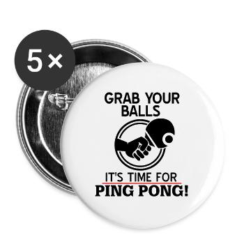 Tennis de table - Lot de 5 grands badges (56 mm) - blanc - Devant