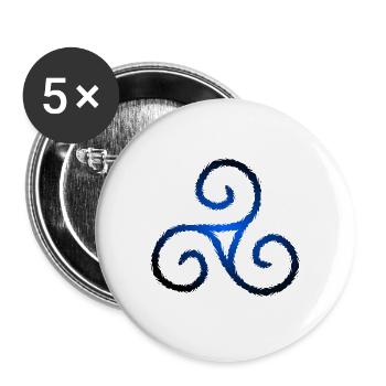 Triskele triple spiral celtic symbol - Buttons large 2.2''/56 mm (5-pack) - white - Front