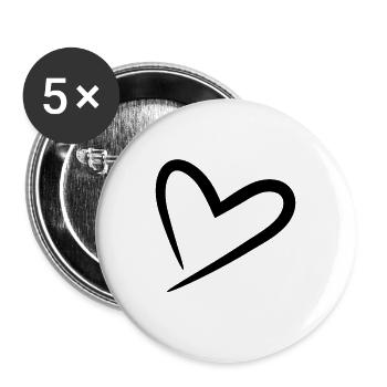 Herz - Buttons groß 56 mm (5er Pack) - Weiß - Vorne