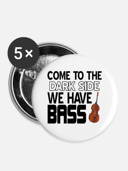 Kontrabass - Buttons groß 56 mm (5er Pack) - Weiß