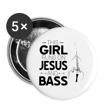 Contrebasse - Lot de 5 grands badges (56 mm) - blanc - Devant