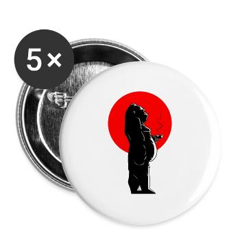 Kaffeezeit & Gorilla - Buttons groß 56 mm (5er Pack) - Weiß - Vorne