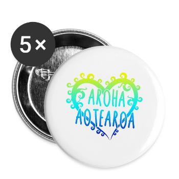 Maori Aroha Aotearoa Siver Fern Idée de cadeau de cœur - Lot de 5 grands badges (56 mm) - blanc - Devant