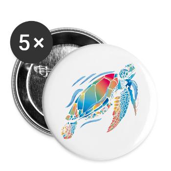 Sea turtle - Buttons large 2.2''/56 mm (5-pack) - white - Front