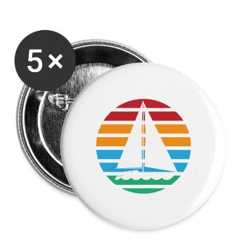 Voilier bateau voile vintage rétro cadeau - Lot de 5 grands badges (56 mm) - blanc - Devant