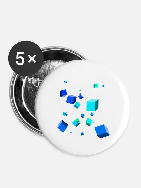 3D-Würfel - Buttons groß 56 mm (5er Pack) - Weiß