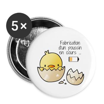 Mum T-shirt Chick making - Buttons large 2.2''/56 mm (5-pack) - white - Front