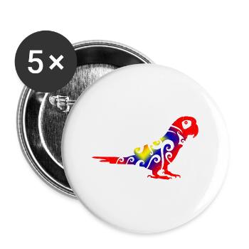 Maori Papagei Bunte Tribal Tattoo Geschenkidee - Buttons groß 56 mm (5er Pack) - Weiß - Vorne
