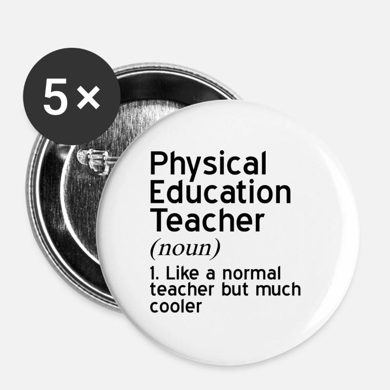 Physical education teacher - Buttons large 2.2''/56 mm (5-pack) - white