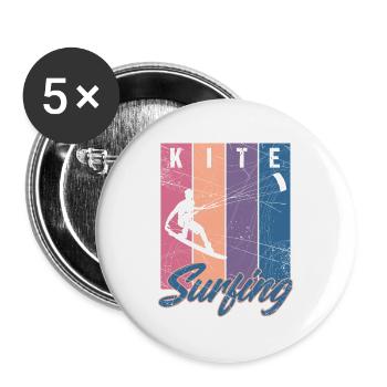 Kitesurfen Kitesurfer kiteboarding Geschenk surfen - Buttons groß 56 mm (5er Pack) - Weiß - Vorne