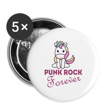 Punk Rock Forever licorne punk anarchie cadeau - Lot de 5 grands badges (56 mm) - blanc - Devant