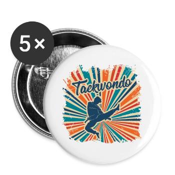 Martial arts Tae kwon do gift Taekwondo Sport - Buttons large 2.2''/56 mm (5-pack) - white - Front