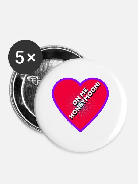 Auf mich Flitterwochen! - Buttons groß 56 mm (5er Pack) - Weiß