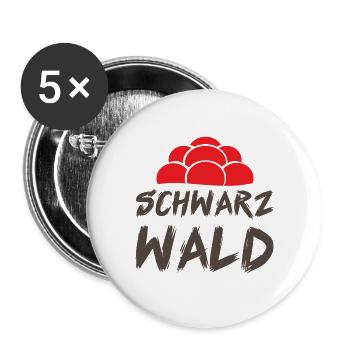 Schwarzwald Bollenhut Schwarzwälder Geschenk - Buttons groß 56 mm (5er Pack) - Weiß - Vorne
