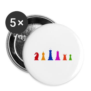 Pièces d'échecs Idée cadeau de joueurs d'échecs colorés - Lot de 5 grands badges (56 mm) - blanc - Devant