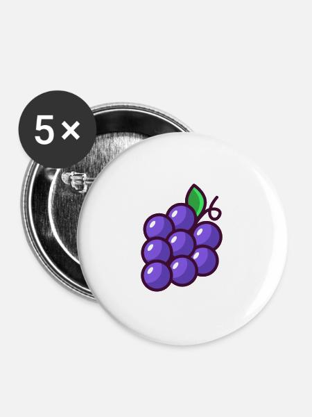 Weintrauben - Buttons groß 56 mm (5er Pack) - Weiß