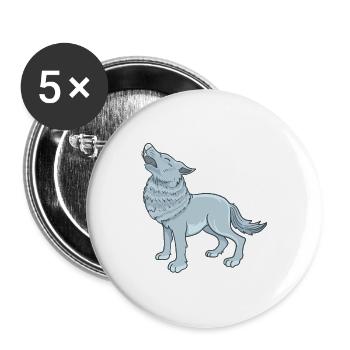 Cartoon Wolf - Buttons groß 56 mm (5er Pack) - Weiß - Vorne