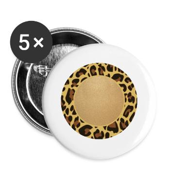 Leopard Motif motif motif cercle cadre nom - Lot de 5 grands badges (56 mm) - blanc - Devant