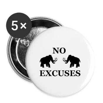 Aucune excuse mammouth - motivation de remise en forme - Lot de 5 grands badges (56 mm) - blanc - Devant