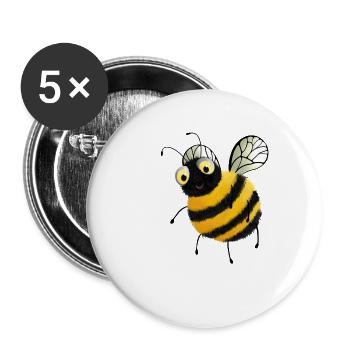 Abeilles - Abeille Bubmlebee - Lot de 5 grands badges (56 mm) - blanc - Devant