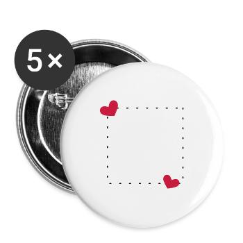 Herz Rahmen Ornament Linie - Buttons groß 56 mm (5er Pack) - Weiß - Vorne