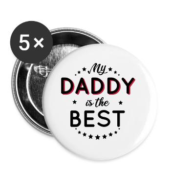 Papa - Mein Papa ist der Beste - Buttons groß 56 mm (5er Pack) - Weiß - Vorne