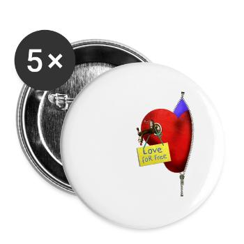 Love for free - Buttons large 2.2''/56 mm (5-pack) - white - Front