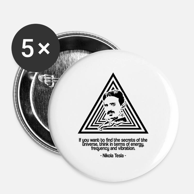 Nikola Tesla - Buttons large 2.2''/56 mm (5-pack) - white