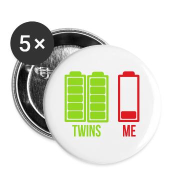 Twins And Me Gift Idea - Buttons large 2.2''/56 mm (5-pack) - white - Front