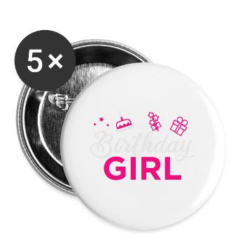 Birthday Girl Birthday Princess Gift Idea - Buttons large 2.2''/56 mm (5-pack) - white - Front