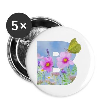 fleurs de printemps papillon b - Lot de 5 grands badges (56 mm) - blanc - Devant