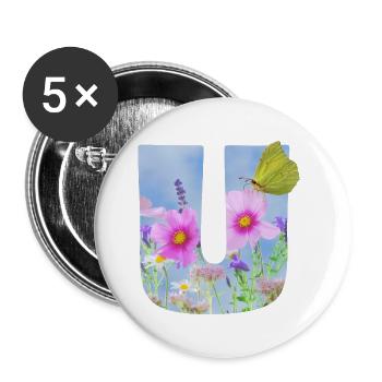 fleurs de printemps papillon u - Lot de 5 grands badges (56 mm) - blanc - Devant