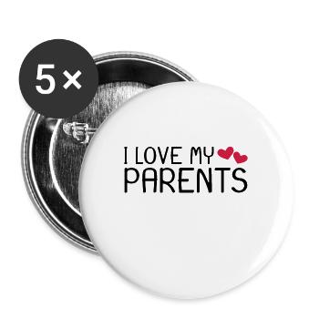 J'aime mes parents - Lot de 5 grands badges (56 mm) - blanc - Devant