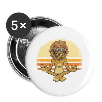 Cool lion with dreadlocks does yoga. - Buttons large 2.2''/56 mm (5-pack) - white - Front