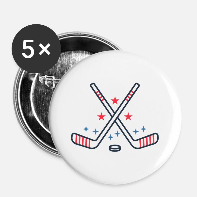 hockey - Buttons large 2.2''/56 mm (5-pack) - white