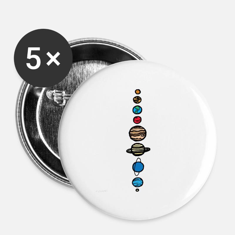 Planeten - Buttons groß 56 mm (5er Pack) - Weiß