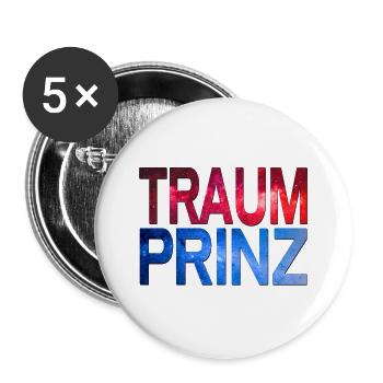 Traumprinz - Buttons groß 56 mm (5er Pack) - Weiß - Vorne
