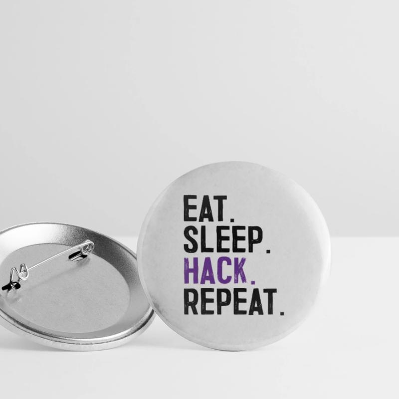 Eat Sleep Hack Repeat Hacker Informatiker Buttons groß 56 mm (5er Pack)