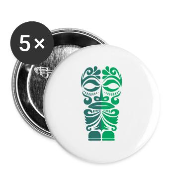 Marquesas Tiki Polynesian Tribal Tattoo Geschenk - Buttons groß 56 mm (5er Pack) - Weiß - Vorne