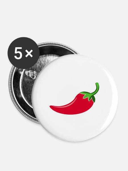 Spicy Chilly - Buttons large 2.2''/56 mm (5-pack) - white